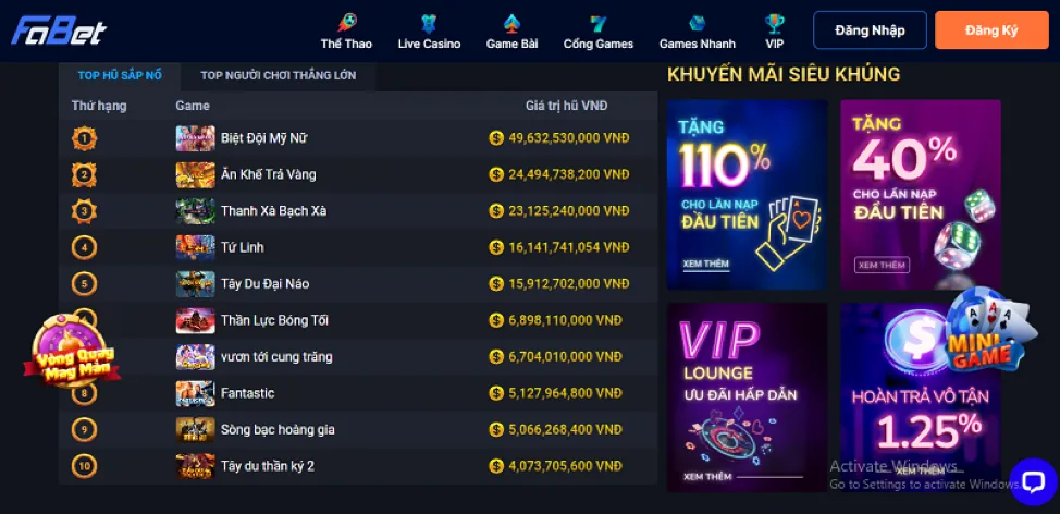 Đa dạng trò chơi slot